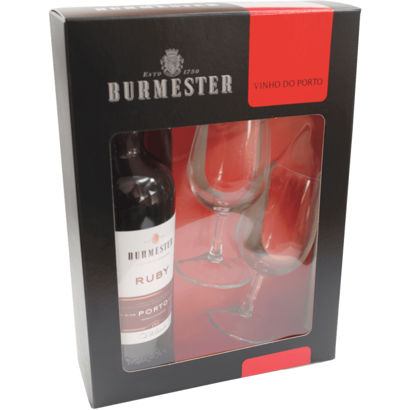 Portské víno Burmester Ruby se 2 skleničkami v papírovém boxu
